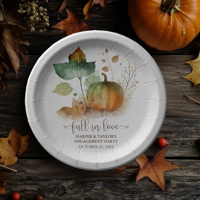 Prato De Papel Apaixonar-Se Pumpkin Elegante Russo (Fall in love with our romantic autumn collection)