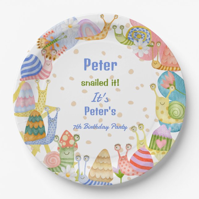 Prato De Papel Apanhou-o! Aniversário de caracol (Frente)