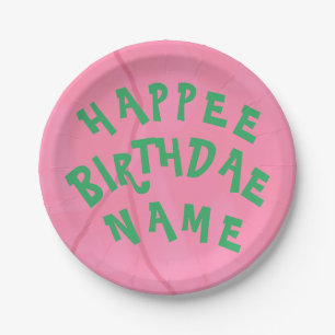 Prato De Papel Apareça Birthdae com Placa Personalizada de Nomes
