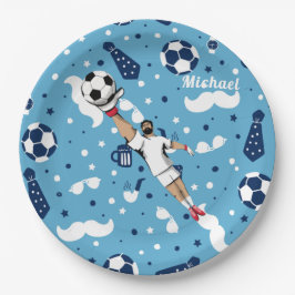 Prato De Papel Apelido do Jogador do Goleiro de Futebol Azul