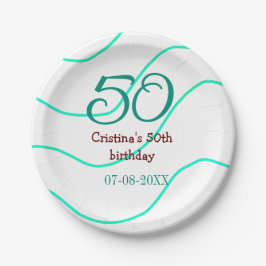 Prato De Papel Apelido vermelho verde para aniversário de 50 anos