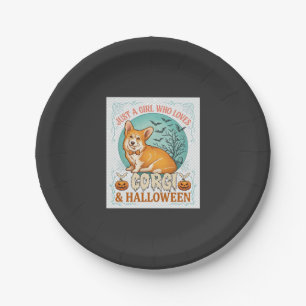 Prato De Papel Apenas Garota Que Ama Corgi Abóboras De Halloween