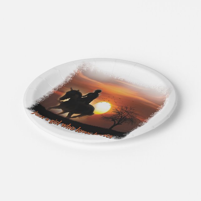 Prato De Papel apenas uma garota que ama cavalos (Inclinado)