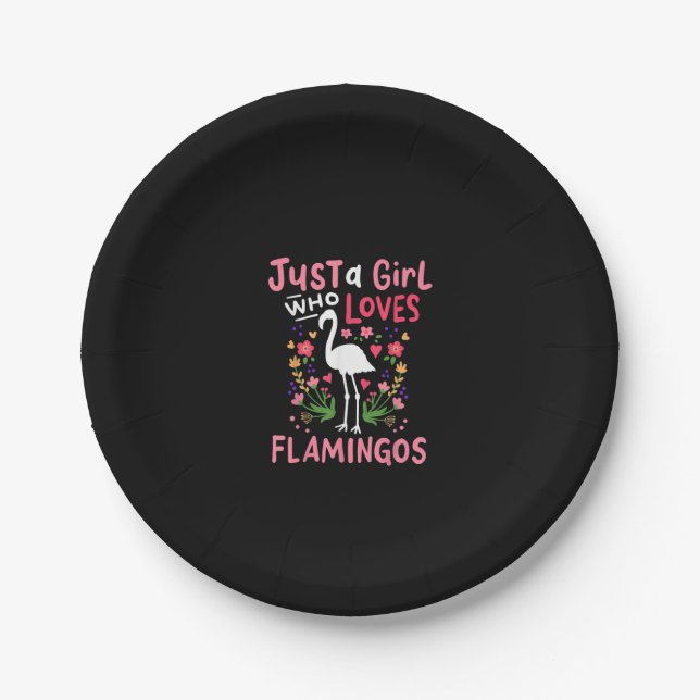 Prato De Papel Apenas Uma Menina Que Ama Flamingo (Frente)