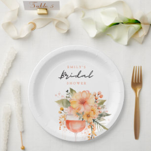 Prato De Papel Aperol Spritz Floral Chá de Noiva