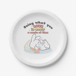 Prato De Papel Aperte suas paixões - Um lembrete de um coelhinho 
