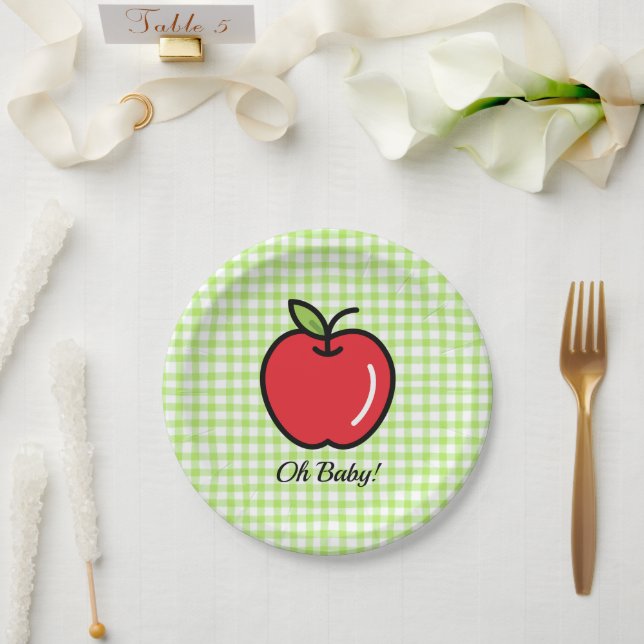 Prato De Papel Apple Baby Shower Plates – “Oh Baby !”  (Casamento)
