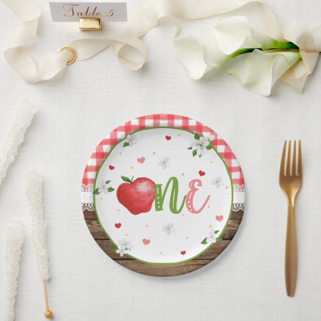 Prato De Papel Apple First Birday Plate (Casamento)