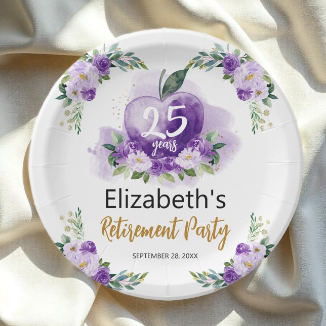 Prato De Papel Apple Floral Teacher Retirement Party (Criador carregado)