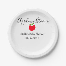 Prato De Papel Apple in bloom baby shower red apple name date 