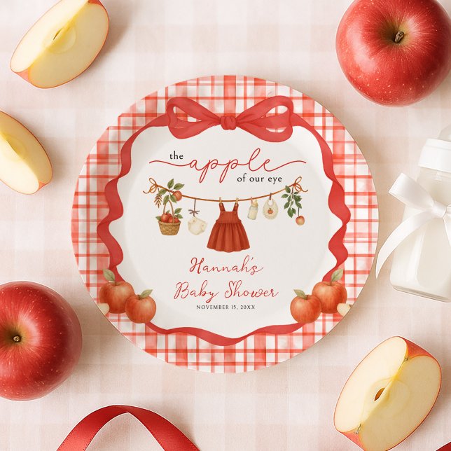 Prato De Papel Apple of Our Eye Girl Clothesline Baby Shower (Criador carregado)