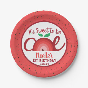 Prato De Papel Apple Rainbow, Doce ser Um, primeiro aniversario