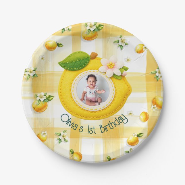 Prato De Papel Aproveite o dia - Tema limão (Frente)