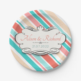 Prato De Papel Aqua & Coral