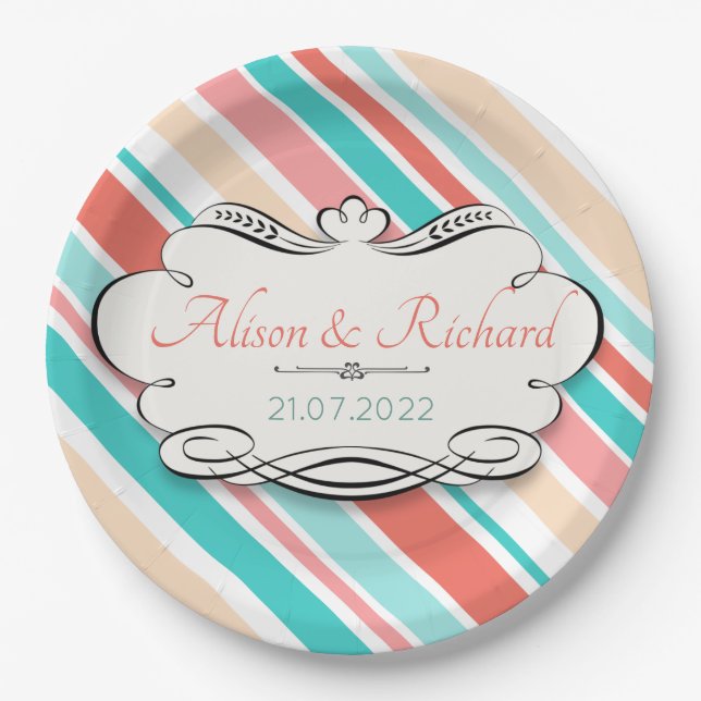 Prato De Papel Aqua & Coral (Frente)