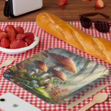 Aquarela Amanita Mushroom Forest Foliage Art