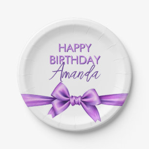 Prato De Papel Aquarela Arco Roxo Coquette Sweet 16 Aniversário