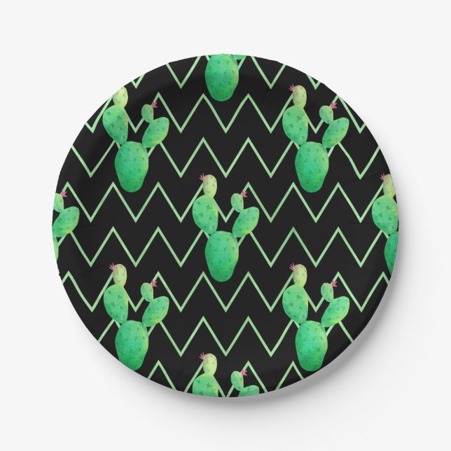 Prato De Papel Aquarela Cactus (Frente)