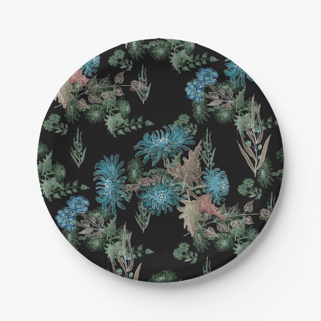 Prato De Papel Aquarela, crisântemos (Frente)