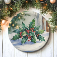 Aquarela de Férias de Natal com Musgo