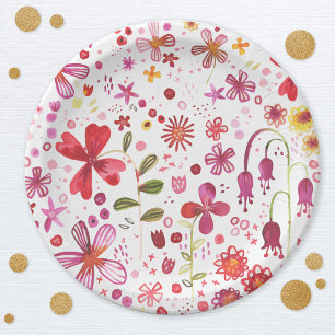 Prato De Papel Aquarela de Flor Selvagem