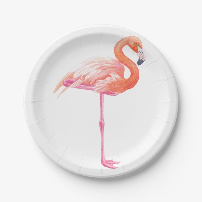 Prato De Papel Aquarela Flamingo (Frente)