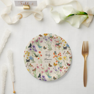 Prato De Papel Aquarela Flores Selvagens Chá de fraldas de Borbol