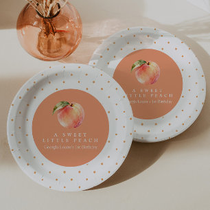Prato De Papel Aquarela Pequeno Pêssego Doce Pontilhado