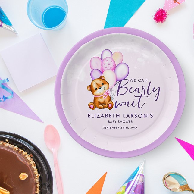 Prato De Papel Aquarela Urso Quase Bebê Chá de Bebê (Criador carregado)