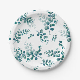 Prato De Papel Aquarelas eucalipto verde