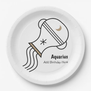 Prato De Papel Aquarius, o portador de água, personalizou o favor