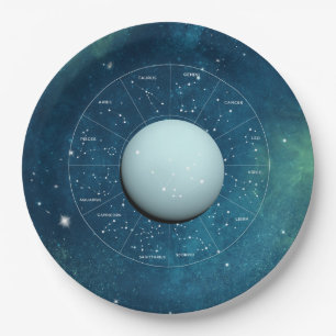 Prato De Papel Aquarius Zodiac - Sinal Astrológico - Planeta Ura