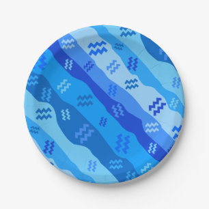 Prato De Papel Aquarius Zodiac Stripes