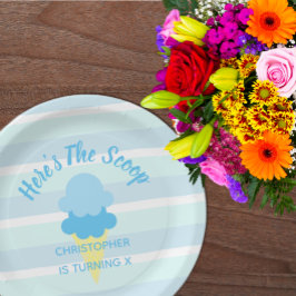 Prato De Papel Aqui está o Aniversário do Sorvete de Coop Summer