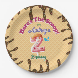 Prato De Papel Aqui está o Convite para Cones de Waffle Scoop