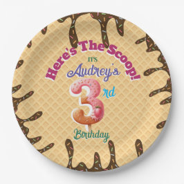 Prato De Papel Aqui está o Convite para Cones de Waffle Scoop