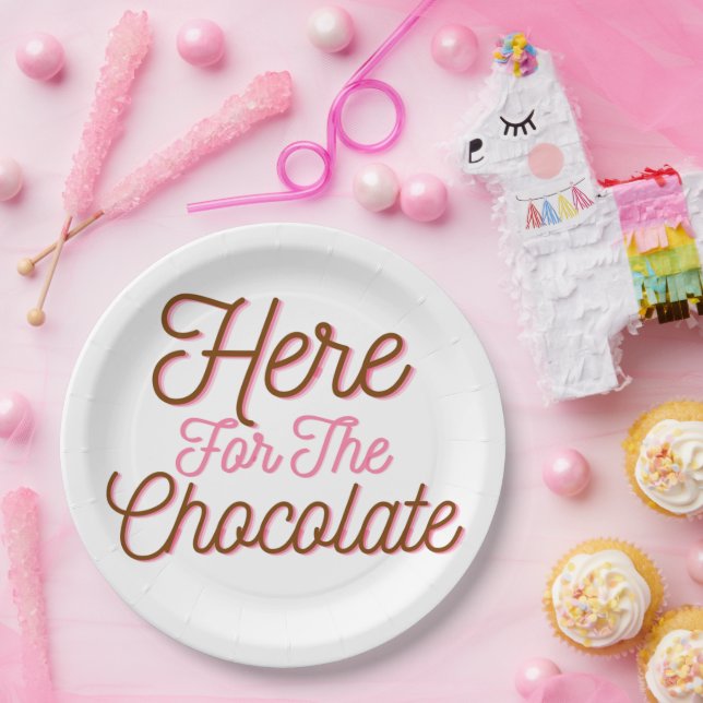 Prato De Papel Aqui para o Chocolate (Festa)