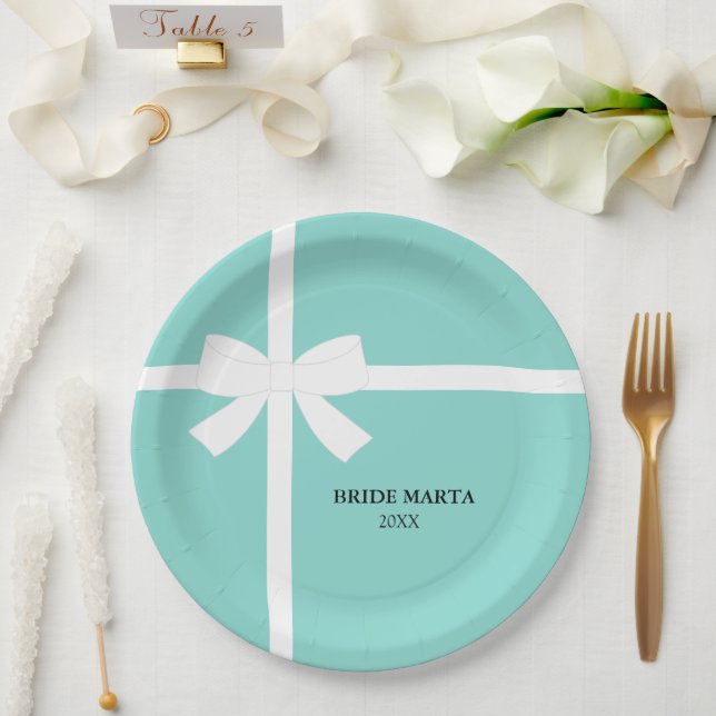 Prato De Papel Aqui Vem A Noiva Personalizada Festa Tiara (Casamento)