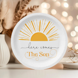 Prato De Papel Aqui vem o aniversário do filho