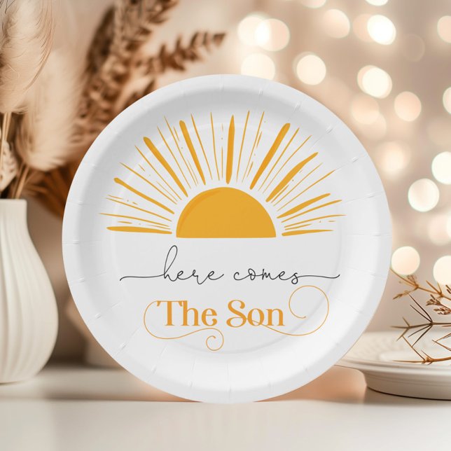 Prato De Papel Aqui vem o aniversário do filho (Criador carregado)