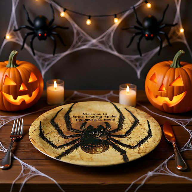 Prato De Papel 🕷️ Aranha-Aranha-Aranha-Aranha-Aranha HALLOWEEN B (🕷️Spine-tingling Spider HALLOWEEN Bash Paper Plates)