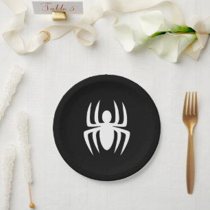Prato De Papel Aranha-do-Halloween, preto branco assustador