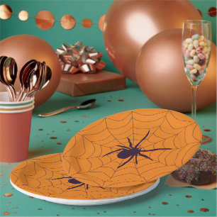 Prato De Papel Aranha e Teia em Festa Laranja
