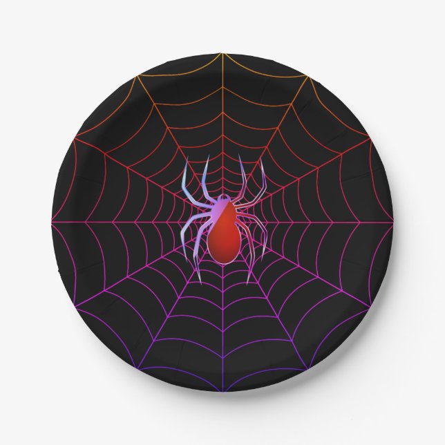 Prato De Papel Aranha néon e teia de aranha (Frente)