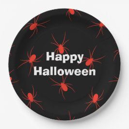 Prato De Papel Aranha Vermelha do Partido Feliz das Bruxas