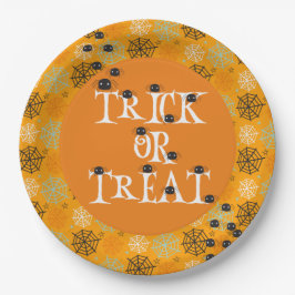 Prato De Papel Aranhas e teias de aranha com formato Halloween