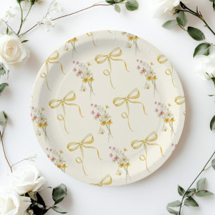 Prato De Papel Arco Amarelo Chá de fraldas de Flores Selvagens