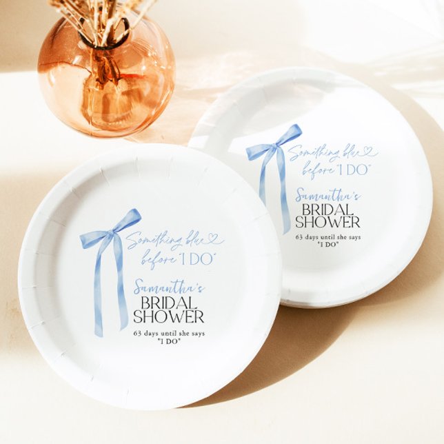 Prato De Papel Arco Azul Algo Azul Antes Que Eu Faça Chá de panel (Criador carregado)