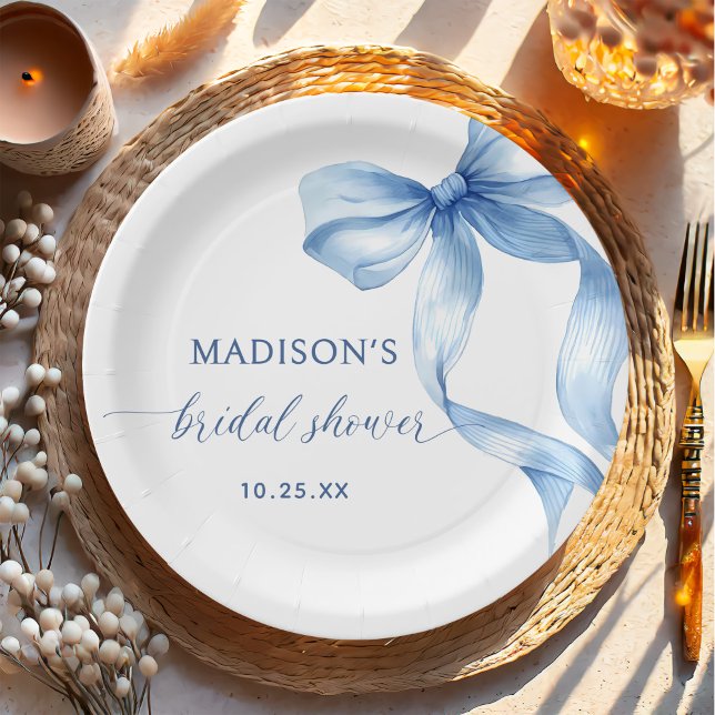 Prato De Papel Arco Azul Desbotado Ela Vai Se Casar Chá de Noiva (Criador carregado)