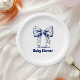 Prato De Papel Arco Azul Dusty com Fita de Água